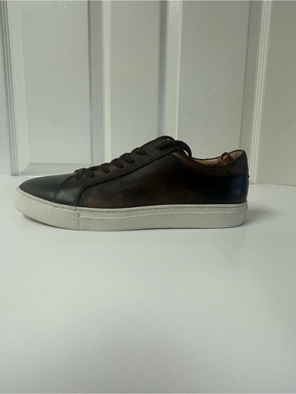 Suitsupply Brown Leather Low-Top Sneakers with White Soles - Picture 7 of 10